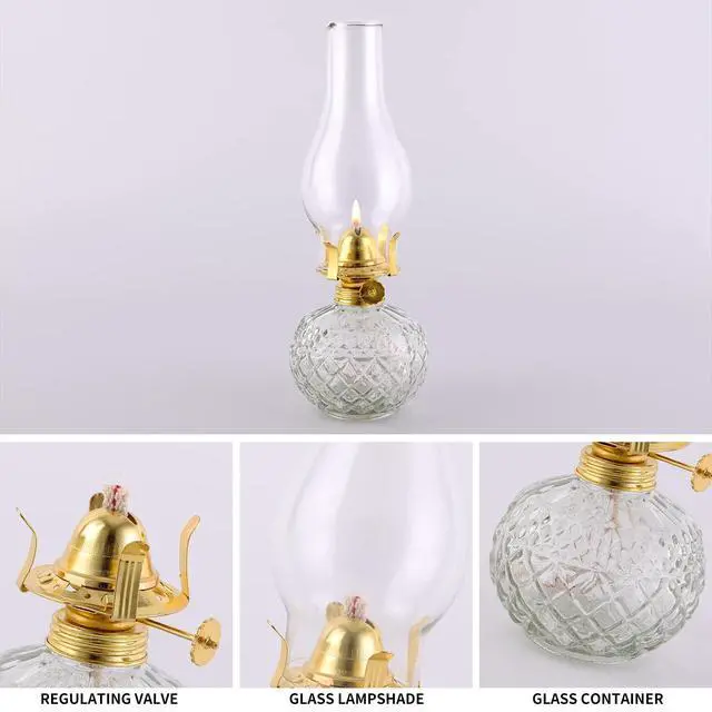 Alt view image 3 of 7 - Chamber Oil Lamps for Indoor Use Vintage Glass Kerosene Lamp Lantern Classic Clear Oil Lamp Hurricane Lamp for Home Lighting Tabletop Decor 11 Inch
