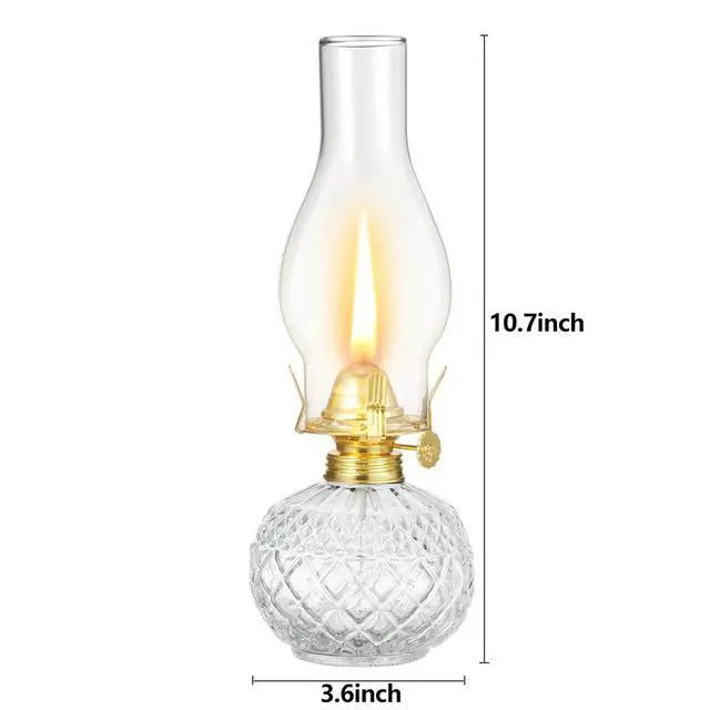 Alt view image 4 of 7 - Chamber Oil Lamps for Indoor Use Vintage Glass Kerosene Lamp Lantern Classic Clear Oil Lamp Hurricane Lamp for Home Lighting Tabletop Decor 11 Inch