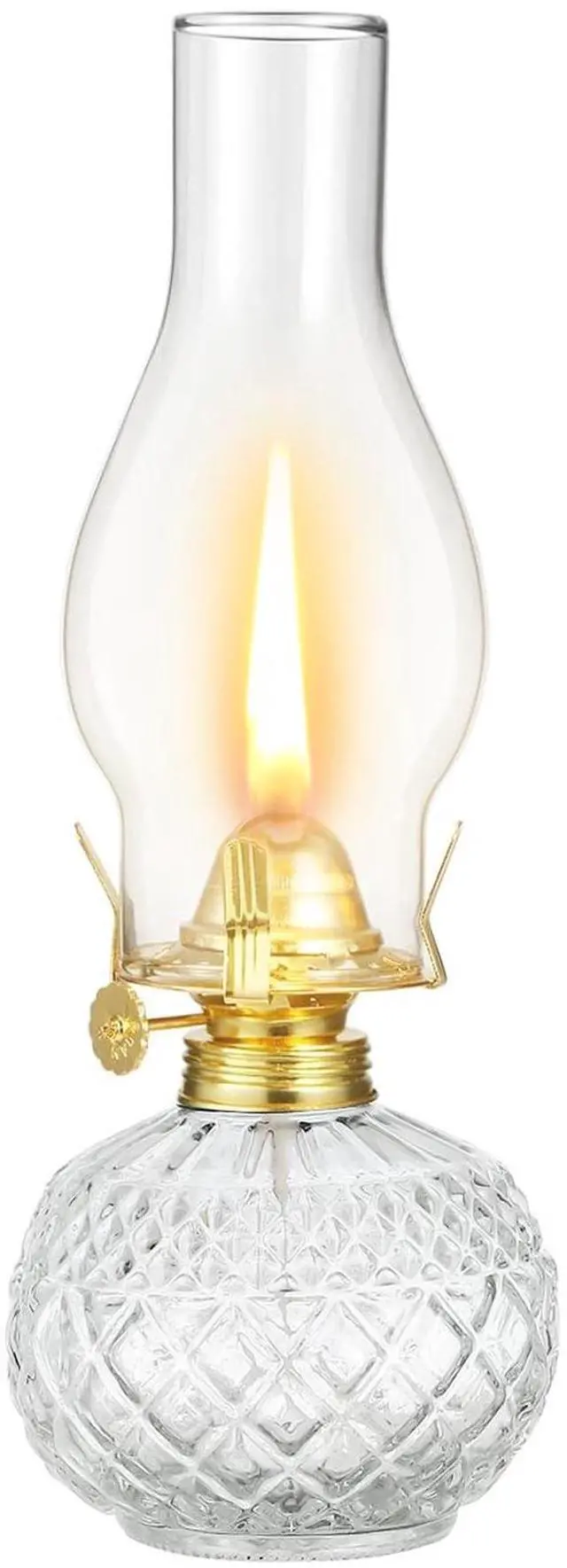 Main image of Chamber Oil Lamps for Indoor Use Vintage Glass Kerosene Lamp Lantern Classic Clear Oil Lamp Hurricane Lamp for Home Lighting Tabletop Decor 11 Inch