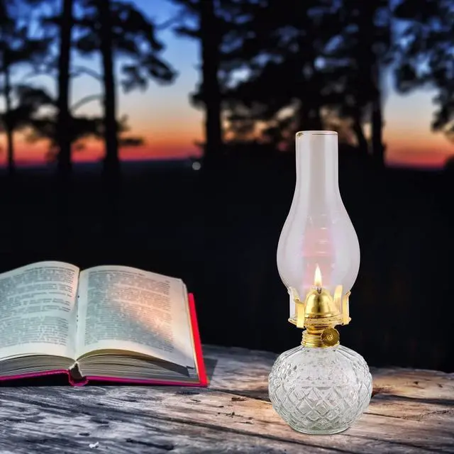 Alt view image 6 of 7 - Chamber Oil Lamps for Indoor Use Vintage Glass Kerosene Lamp Lantern Classic Clear Oil Lamp Hurricane Lamp for Home Lighting Tabletop Decor 11 Inch