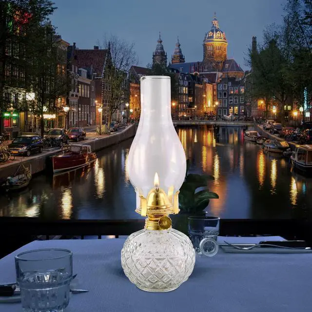 Alt view image 7 of 7 - Chamber Oil Lamps for Indoor Use Vintage Glass Kerosene Lamp Lantern Classic Clear Oil Lamp Hurricane Lamp for Home Lighting Tabletop Decor 11 Inch