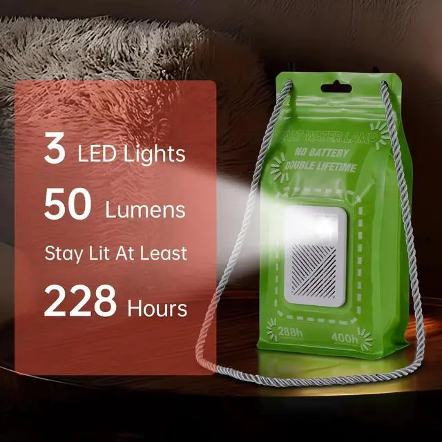 Alt view image 2 of 7 - Portable Salt Water Emergency Light, Battery-Free, Hydro-Powered Non-polluting Outdoor Camping Light for Outdoor Activities, Lasts up to 288 Hours