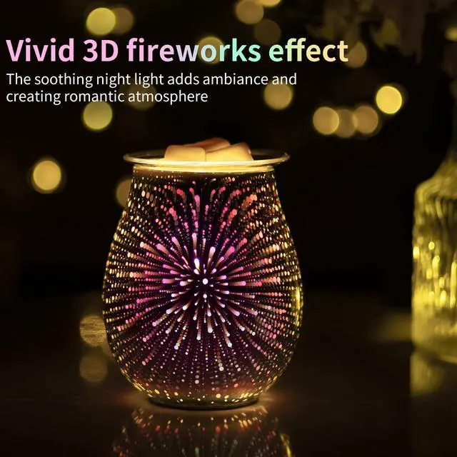 Alt view image 2 of 5 - Wax Melt Warmer for Scented Wax- Glass Wax Melter for Home Fragrance with Removable Tray, Essential Oil Warmer Wax Cubes Burner Aroma Night Light for Home Office Bedroom Decor Gifts for Women