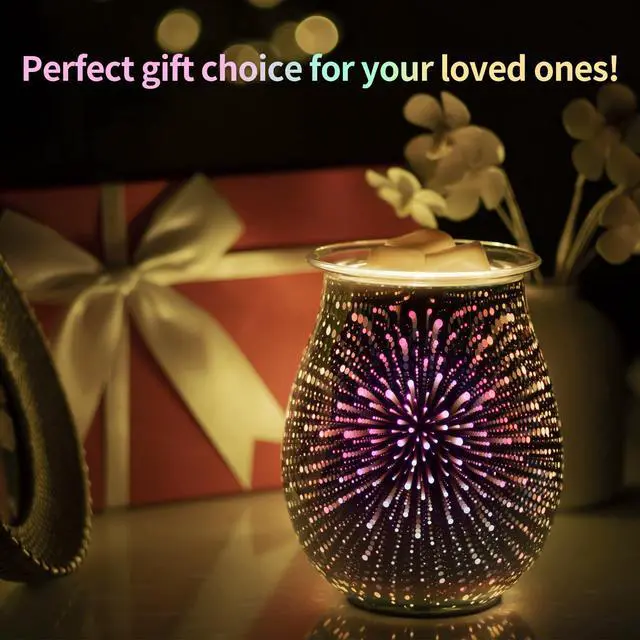 Alt view image 3 of 5 - Wax Melt Warmer for Scented Wax- Glass Wax Melter for Home Fragrance with Removable Tray, Essential Oil Warmer Wax Cubes Burner Aroma Night Light for Home Office Bedroom Decor Gifts for Women