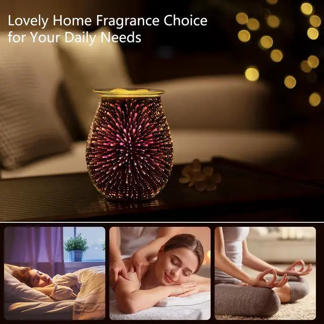 Alt view image 5 of 5 - Wax Melt Warmer for Scented Wax- Glass Wax Melter for Home Fragrance with Removable Tray, Essential Oil Warmer Wax Cubes Burner Aroma Night Light for Home Office Bedroom Decor Gifts for Women