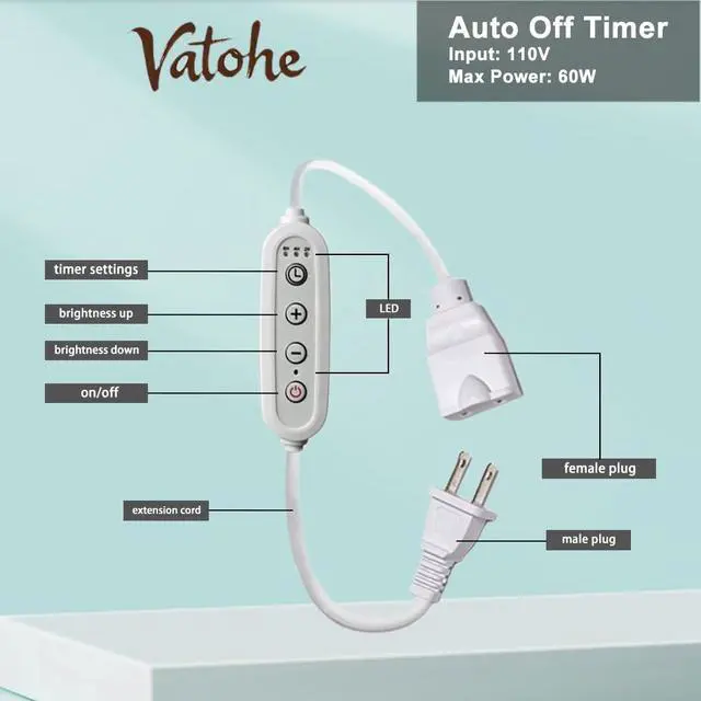 Alt view image 2 of 7 - 0.5M Auto Off Timer for Oil Wax Warmer Burner Lamps 3 Settings 2,4,8 Hours Adjustable Light Brightness with Three Settings Levels high,Medium,Low Small Appliances MAX 60W (3DL 0.5M 1PC)