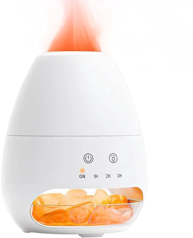 Main image of Ultrasonic Essential Oil Diffuser with Himalayan Salt Rock,Flame Diffuser with 2 Color Light,Aromatherapy Oil Diffuser with Auto Off Function for Home, Office,Spa,100ML
