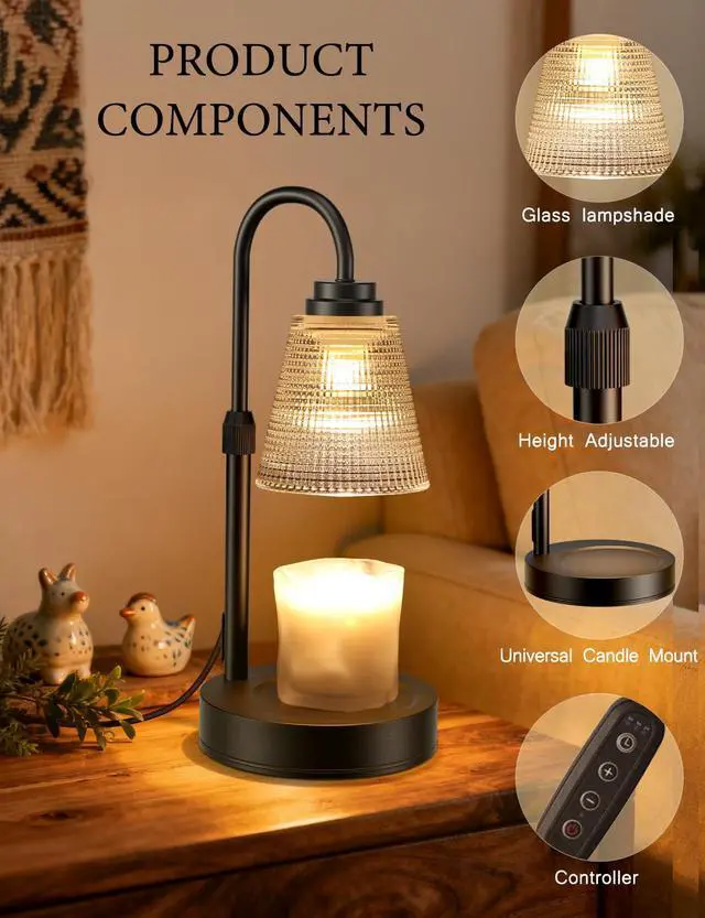Alt view image 3 of 7 - Candle Warmer Lamp with Timer Dimmable, Adjustable Height Wax Melts Warmer for Jar Candles, Housewarming, Birthday, for Women and Mom, Home Decor