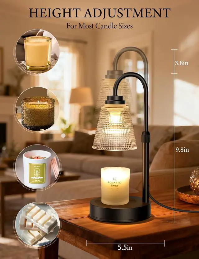 Alt view image 5 of 7 - Candle Warmer Lamp with Timer Dimmable, Adjustable Height Wax Melts Warmer for Jar Candles, Housewarming, Birthday, for Women and Mom, Home Decor