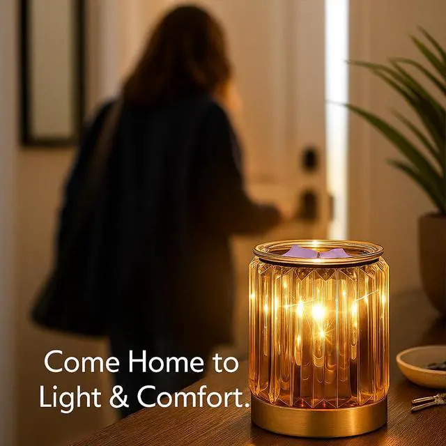 Alt view image 6 of 7 - Melting Heater Electric Burning Wax Burner Electric Essential Oil Warmer Incense Wax Melt Warmer Night Light Aroma Decorative Lamp for Gifts & Decor(Golden)