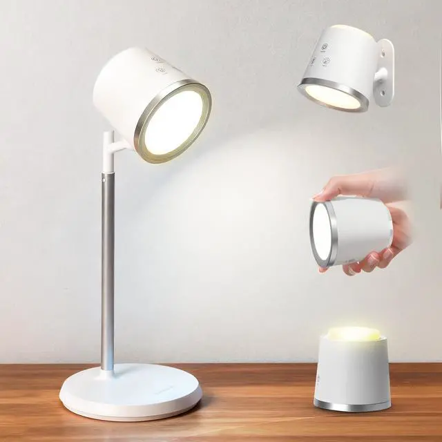 Main image of Cordless Desk Lamp, Magnetic Wall Mount LED Light, Portable Warm Night Light, Rechargeable Battery Powered Lamp, Dimmable Brightness & 3 Color Modes, Table Light for Reading, Work, Bedroom, Hallway