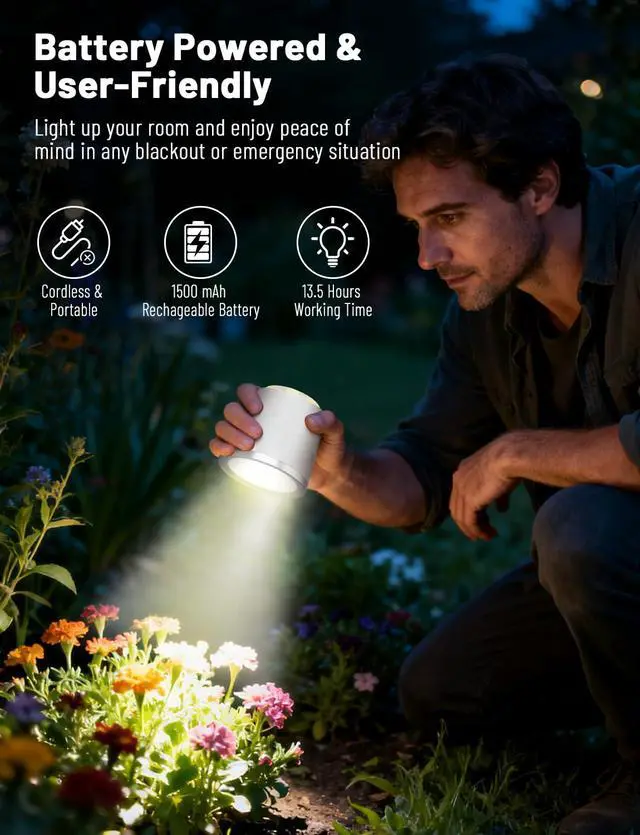 Alt view image 6 of 7 - Cordless Desk Lamp, Magnetic Wall Mount LED Light, Portable Warm Night Light, Rechargeable Battery Powered Lamp, Dimmable Brightness & 3 Color Modes, Table Light for Reading, Work, Bedroom, Hallway