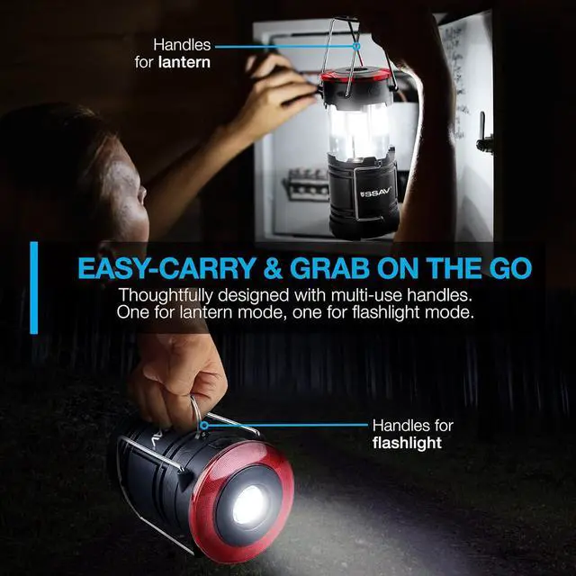 Alt view image 2 of 6 - 2 Pack LED Camping Lantern Flashlight, LED Lanterns, Suitable Survival Kits for Hurricane, Emergency Light for Storm, Outages, Outdoor Portable Lanterns | Batteries Included