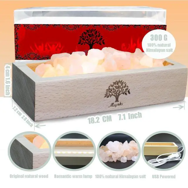 Alt view image 6 of 7 - Himalayan Salt Lamp Diffuser - 300g Pink Salt with Wood Base, USB Powered, Warm Light for Aromatherapy, Relaxation, Meditation, Home Decor, Gifts