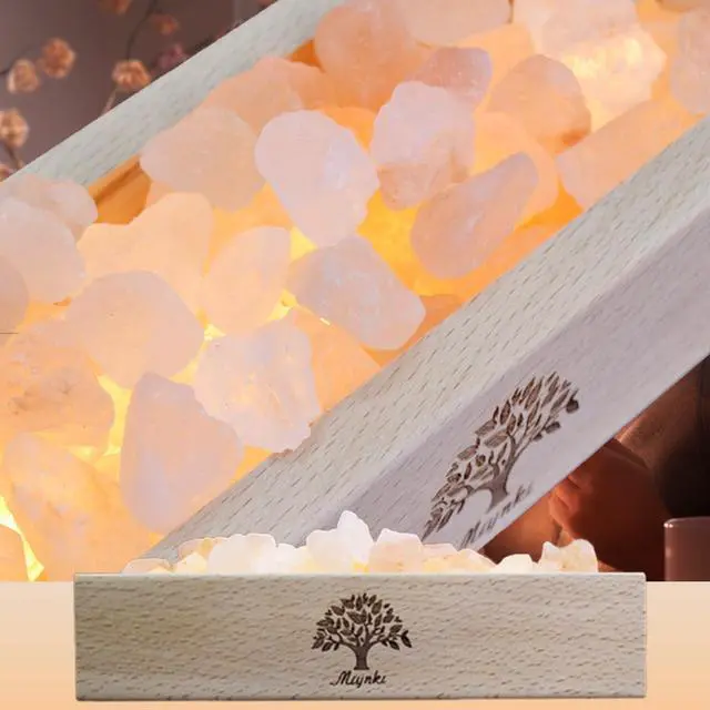 Alt view image 5 of 7 - Himalayan Salt Lamp Diffuser - 300g Pink Salt with Wood Base, USB Powered, Warm Light for Aromatherapy, Relaxation, Meditation, Home Decor, Gifts