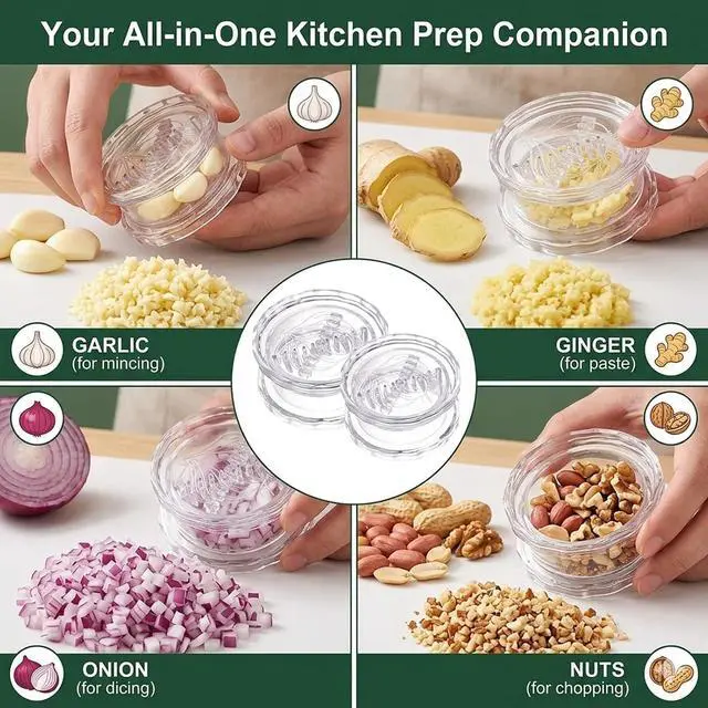 Alt view image 3 of 7 - 2PCS Clear Manual Garlic Twister and Ginger Mincer Tool, Manual Garlic Twister and Mincer, Garlic Crusher, Garlic Grinder, Compact Garlic Mincer Tool, Ginger, Herbs (White-2PC)