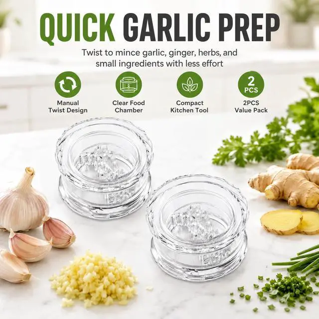Alt view image 4 of 7 - Manual Garlic Twister Mincer Tool, Garlic Chopper, Garlic Crusher & Garlic Press Alternative for Garlic, Ginger, Onion, Herbs and Nuts, Hand Twist Food Prep Tool, Manual Kitchen Gadget2PCS
