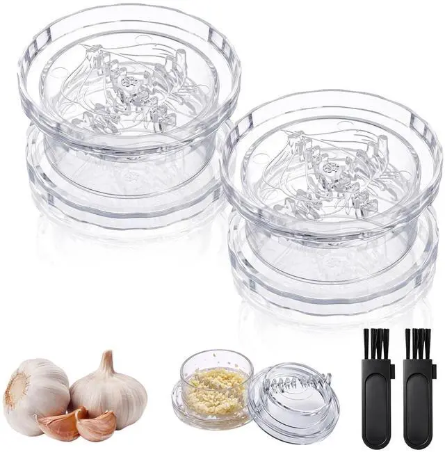 Main image of 2PCS Transparent Manual Garlic Twist, Multi-Functional Mincer & Grinder for Garlic, Onion, Ginger, Herbs, Nuts
