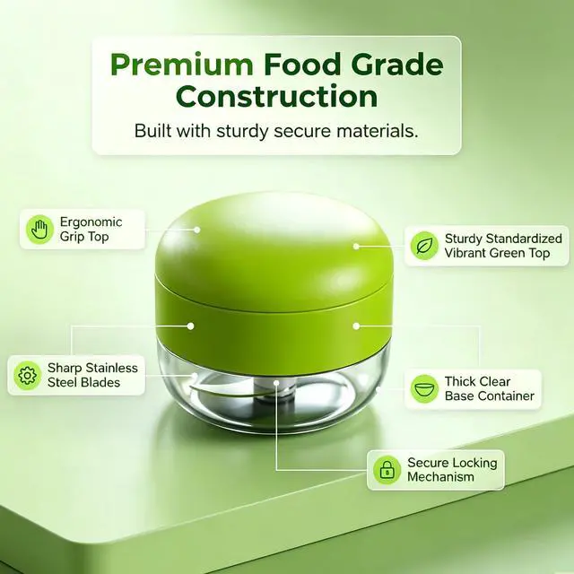 Alt view image 2 of 7 - Garlic Crusher and Mincer,Garlic Press and Chopper with Container, Stainless Steel Blade Garlic Slicer, Manual Garlic Cutter for Kitchen Cooking and Food Prep -green