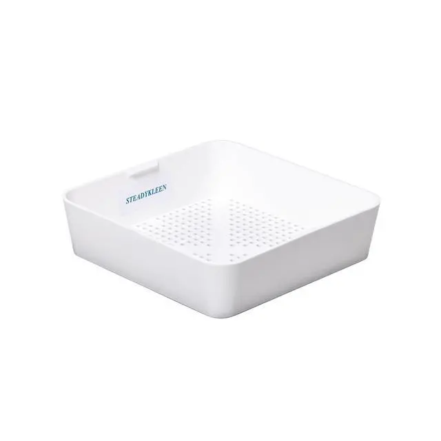 Alt view image 3 of 7 - 8.5-inch Floor Sink Drain Cover Alternative, Square Drain Basket for Restaurants, Use Below 3 Compartment Sink. Sink Strainer with 0.19-inch Holes, Versatile Plastic Drain Screen Basket