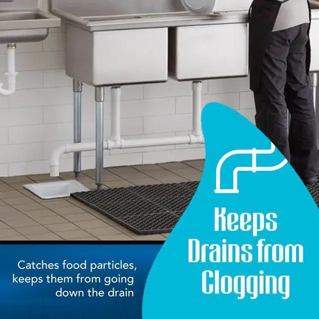 Alt view image 6 of 7 - 8.5-inch Floor Sink Drain Cover Alternative, Square Drain Basket for Restaurants, Use Below 3 Compartment Sink. Sink Strainer with 0.19-inch Holes, Versatile Plastic Drain Screen Basket