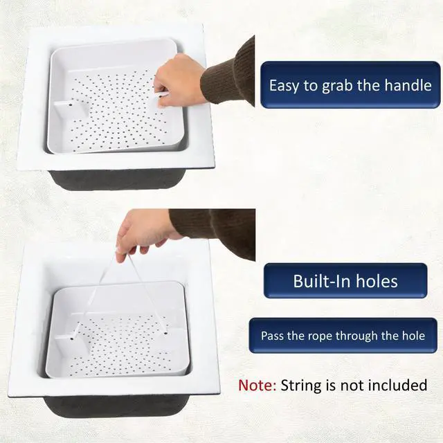 Alt view image 4 of 6 - Floor Sink Commercial Drain Cover Strainer ABS Plastic Drop-in Basket 8-1/2" x 8-1/2" x 2-1/4" (2"H ABS) - Suitable for Kitchen, Restaurant, bar, Buffet