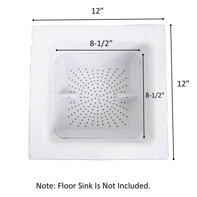 Alt view image 6 of 6 - Floor Sink Commercial Drain Cover Strainer ABS Plastic Drop-in Basket 8-1/2" x 8-1/2" x 2-1/4" (2"H ABS) - Suitable for Kitchen, Restaurant, bar, Buffet