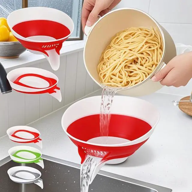 Main image of Collapsible Colander - Small Strainer Basket, Side-Drain Design, Dishwasher Safe Food Strainer for Pasta, Fruits, Vegetables