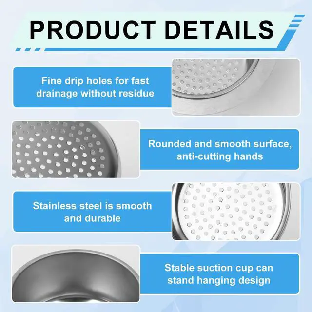 Alt view image 3 of 7 - 2pcs Swan-Shaped Drain Basket, Stainless Steel Sink Strainer Catcher Multi-Functional Quick Drain Kitchen Filter for Fruits Vegetables, Faucet Hanging (Small)
