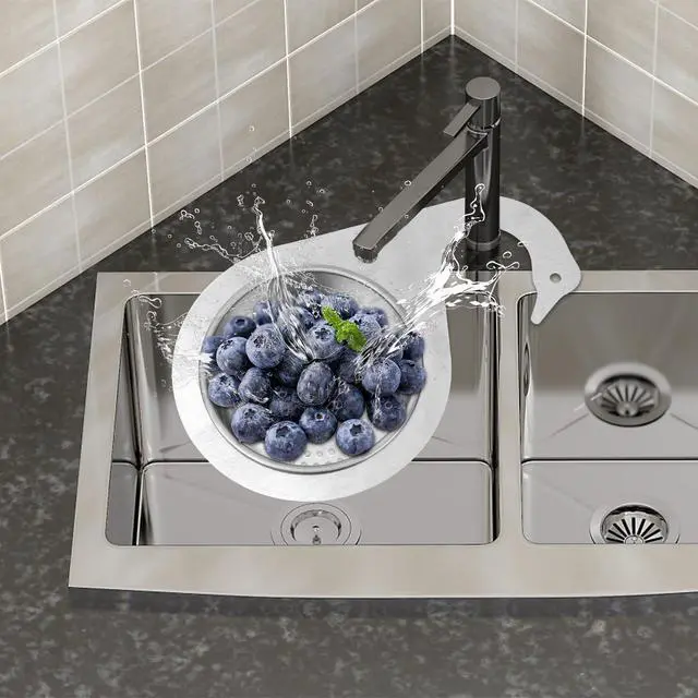Alt view image 5 of 7 - 2pcs Swan-Shaped Drain Basket, Stainless Steel Sink Strainer Catcher Multi-Functional Quick Drain Kitchen Filter for Fruits Vegetables, Faucet Hanging (Small)