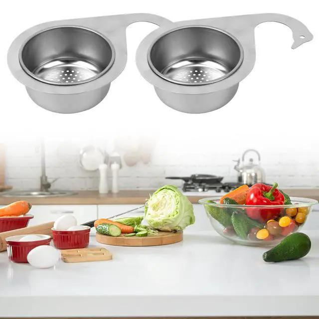 Alt view image 7 of 7 - 2pcs Swan-Shaped Drain Basket, Stainless Steel Sink Strainer Catcher Multi-Functional Quick Drain Kitchen Filter for Fruits Vegetables, Faucet Hanging (Small)