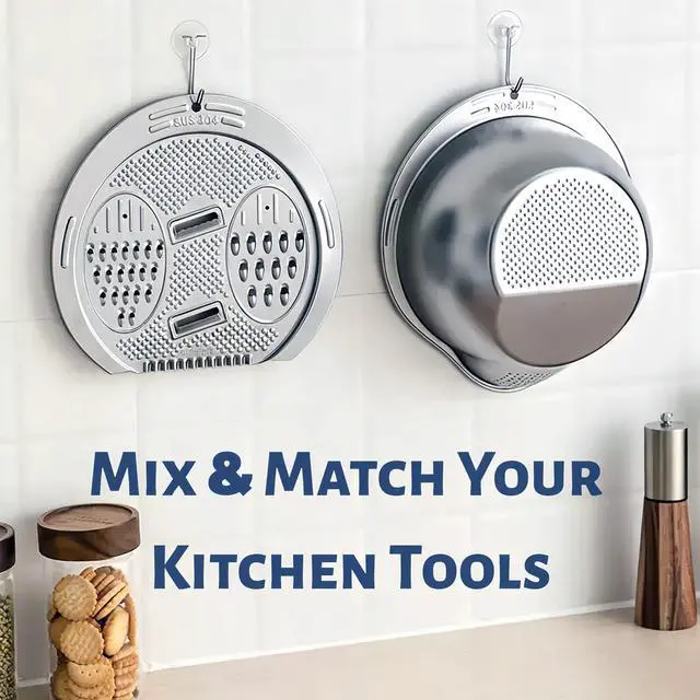 Alt view image 7 of 7 - Rice Washer Strainer Bowl Stainless Steel Colander with Side Drainer