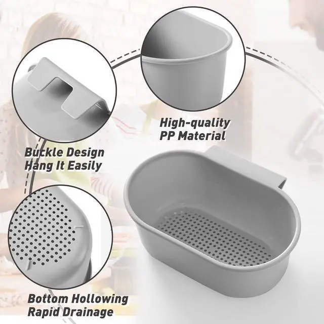 Alt view image 4 of 7 - Sink Drain Strainer Basket, Multifunction Sink Strainer Kitchen Food Catcher for Filter Kitchen Waste and Wash Vegetables Fruits (Grey)