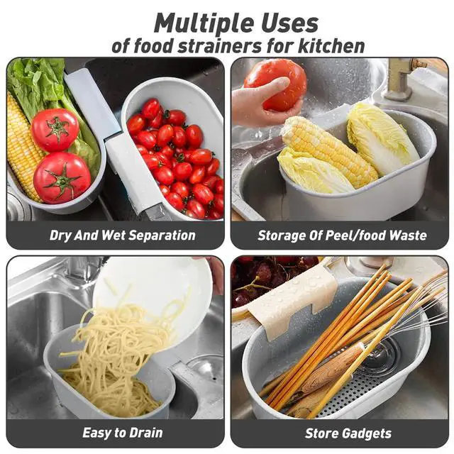 Alt view image 7 of 7 - Sink Drain Strainer Basket, Multifunction Sink Strainer Kitchen Food Catcher for Filter Kitchen Waste and Wash Vegetables Fruits (Grey)