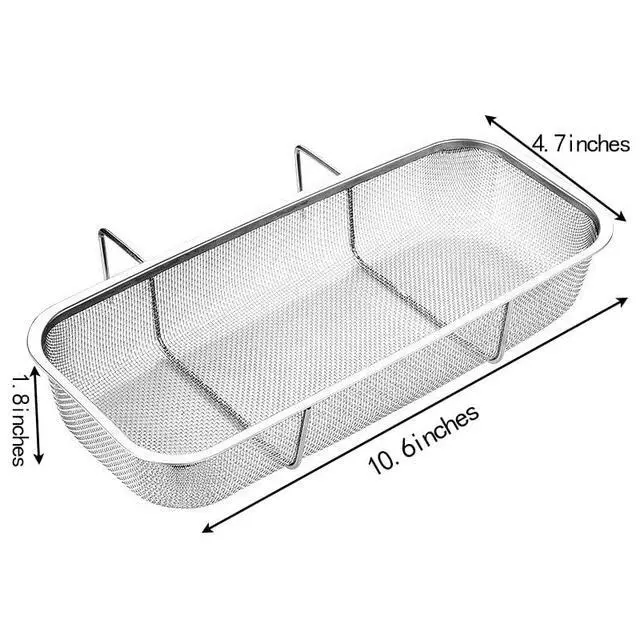 Alt view image 4 of 6 - Stainless Steel Side Sink Drain Strainer Basket, Corner Hanging Sink Strainer Colander Drain Basket, Kitchen Sink Food Waste Filter and Vegetables Fruits Clean (Silver rectangle)