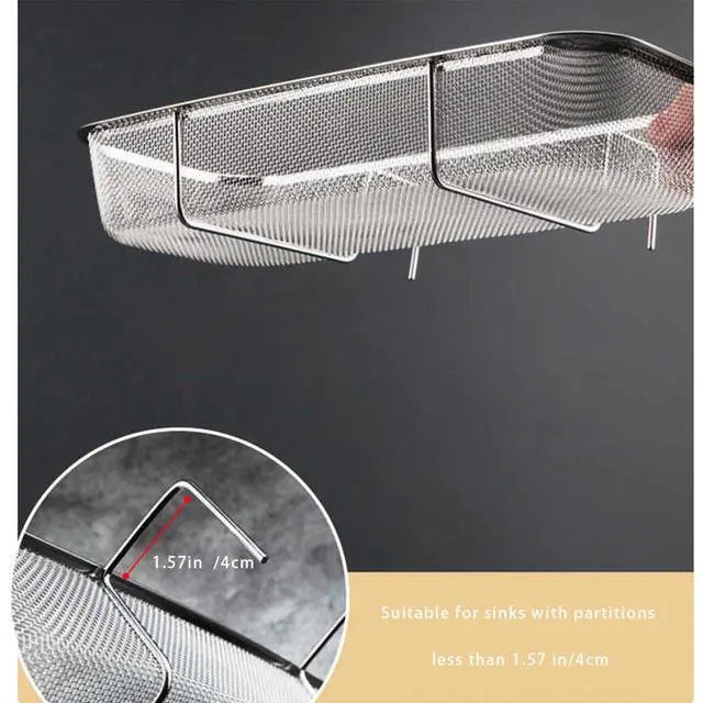Alt view image 5 of 6 - Stainless Steel Side Sink Drain Strainer Basket, Corner Hanging Sink Strainer Colander Drain Basket, Kitchen Sink Food Waste Filter and Vegetables Fruits Clean (Silver rectangle)