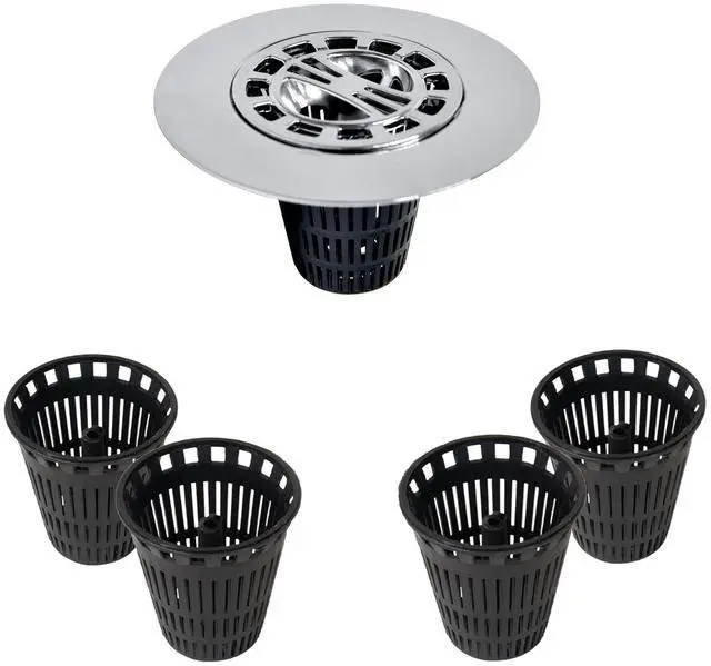 Main image of 10529P Chrome Shower Drain Hair Catcher for Stand-Alone Shower, 3-inch Shower Drain Hair Trap, Includes 5 Replacement Baskets, Shower Strainer