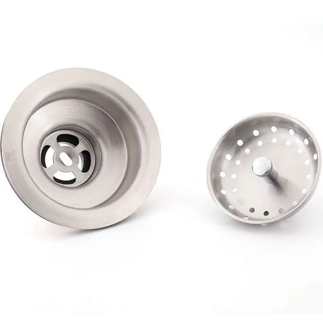 Alt view image 4 of 7 - 3-1/2 Inch Kitchen Sink Drain Assembly with Strainer Basket/Drain Stopper, All Stainless Steel Sink Drain Kit Durable and Rustproof