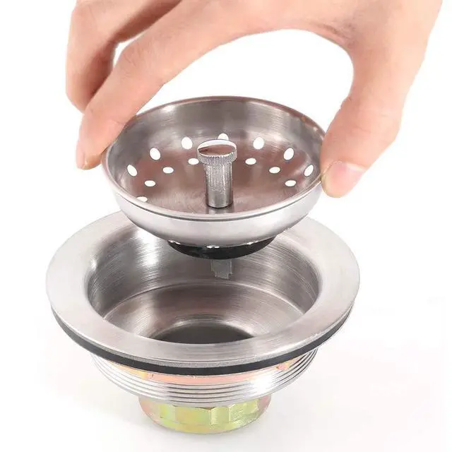 Alt view image 6 of 7 - 3-1/2 Inch Kitchen Sink Drain Assembly with Strainer Basket/Drain Stopper, All Stainless Steel Sink Drain Kit Durable and Rustproof