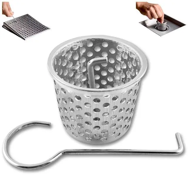 Main image of Shower Drain Strainer for Oatey Designline Shower Drain, Linear and Square with Shower Drain Key for Drain Grate Removal, Stainless Steel
