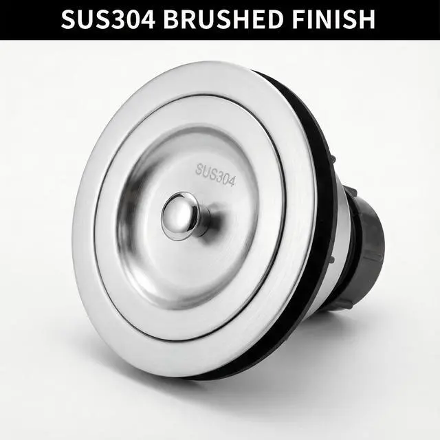 Alt view image 2 of 7 - Kitchen Sink Drain Assembly Kit, 3-1/2 Inch Brushed 304 Stainless Steel Basket Strainer with Deep Removable Basket, Stopper & Cover Lid, Fits Standard Kitchen Sinks
