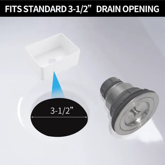 Alt view image 3 of 7 - Kitchen Sink Drain Assembly Kit, 3-1/2 Inch Brushed 304 Stainless Steel Basket Strainer with Deep Removable Basket, Stopper & Cover Lid, Fits Standard Kitchen Sinks