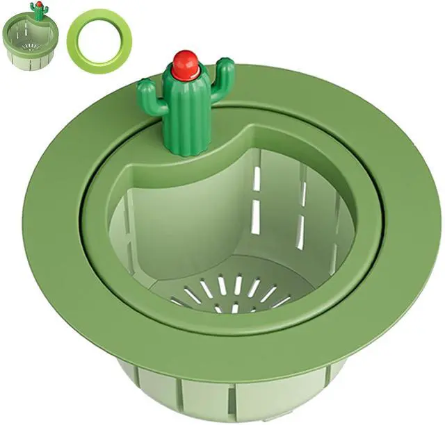 Main image of Upgraded Cactus Sink Strainer Basket with Widened Gasket, Green Kitchen Sink Strainer Fits 3.07"-4.25" Drains, Automatic Dumping Sink Filter Basket for Anti-Clog Food Catching (0.11 lbs, 1 Pack)