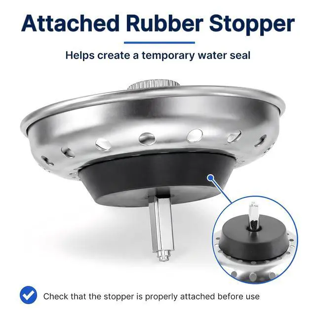 Alt view image 6 of 7 - 4 Pack Kitchen Sink Strainer Baskets with Removable Rubber Stoppers, Stainless Steel Replacement for Select 3.5" Basket Strainer Drains, Easy Clean, Rust Resistant