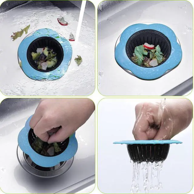 Alt view image 6 of 6 - 2 Pcs Kitchen Sink Strainer, Upgraded Silicone Sink Drain Strainer