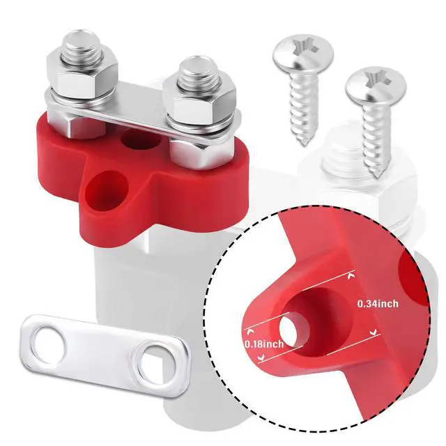 Alt view image 3 of 7 - 2PCS Battery Terminal Distribution Block,M8 Dual Studs Bus Bar Terminal Block with Battery Terminals Top Post,Negative & Positive 12V Power Distribution Block for Car Truck Marine