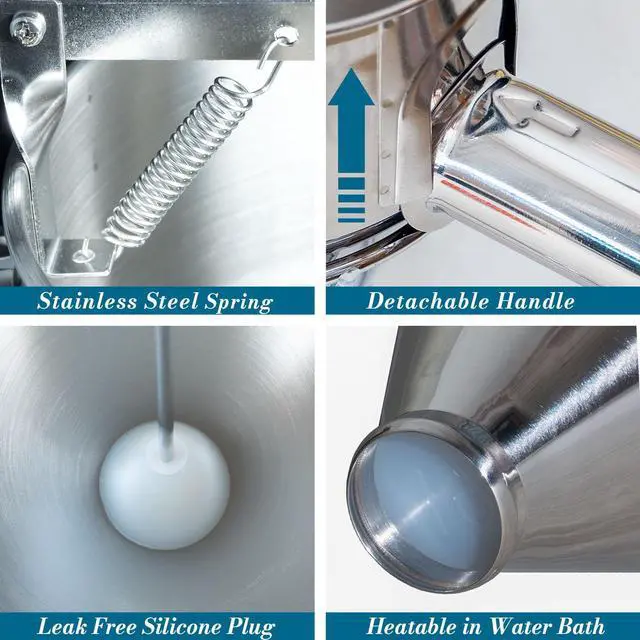 Alt view image 3 of 6 - 40oz Stainless Steel Pancake Batter Dispenser Multi-Nozzle, Funnel Tool