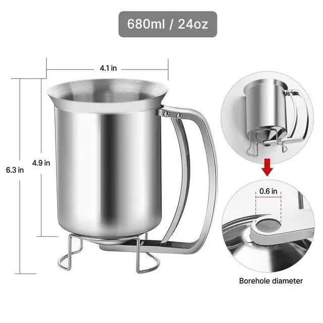 Alt view image 3 of 6 - Stainless Steel Pancake Batter Dispenser - Perfect for Pancakes, Cupcakes, Muffins, and Waffles(800ml)