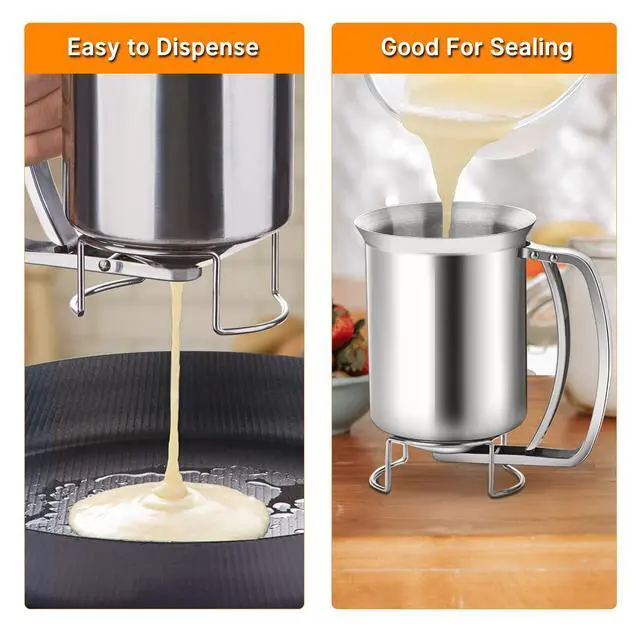 Alt view image 5 of 6 - Stainless Steel Pancake Batter Dispenser - Perfect for Pancakes, Cupcakes, Muffins, and Waffles(800ml)
