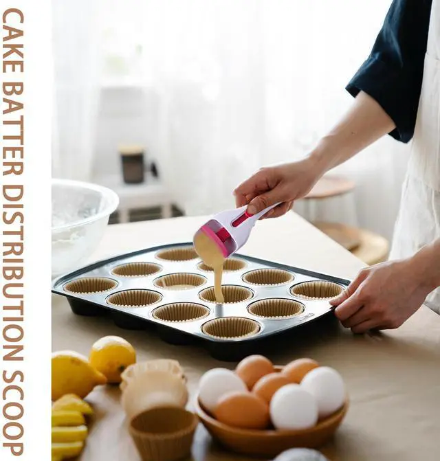 Alt view image 3 of 7 - Cake Batter Distribution Scoop, One-Touch Sliding Button Dispenses Batter, Home Batter Dispenser Baking Tool, Kitchen DIY Cupcake Batter Scoop